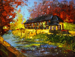 "Świeradowska jesień nad Kwisą"
 18 cm x 24 cm olej 2024